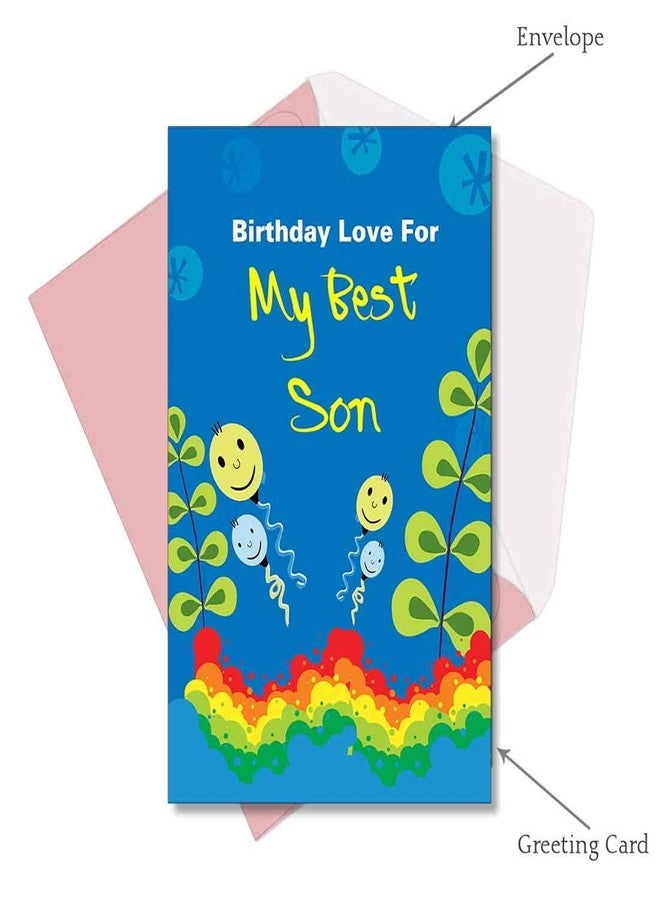 Alwaysgift to My Son on Your Happy Birthday Greeting Card and Golden Paper Rose Hamper - Multicolor (Design-1) - Image 2
